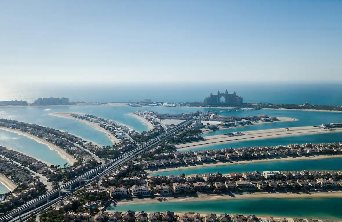 Aerial View of the Palm Island in Dubai
