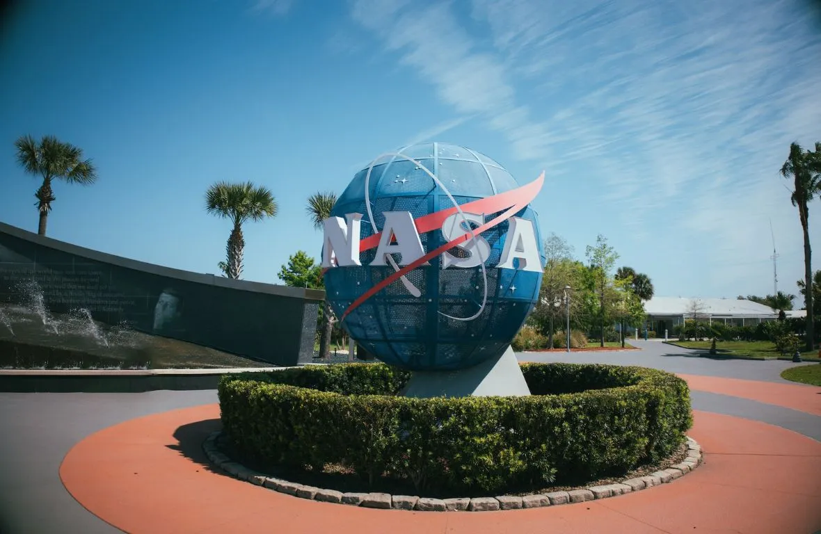 NASA Logo on a Big Globe at Kennedy Space Center Visitor Complex Orlando, Florida